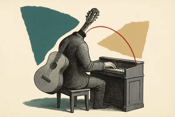 Biermann ohne Biermann – Ekkehard Maaß am Harmonium und zur Gitarre – Illustration